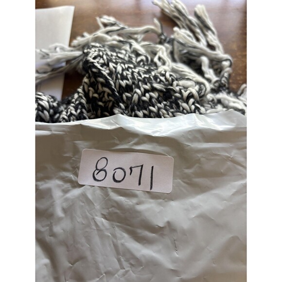 Time And Tru Turtleneck Poncho Womens One Size Black White Fringe Knit Sweater - Picture 7 of 7